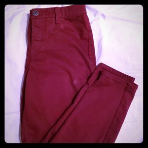 Maroon High Waisted Skinny Pants